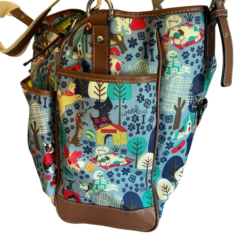 Lily Bloom Shoulder Bag Who Let the Dogs Out Multi Pocket 3 Compartments - Picture 8 of 16